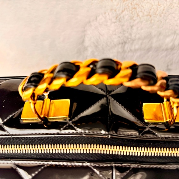 CHANEL Quilted CC Chain 2way Hand Bag Black Patent Leather size 13x10x4.2 - Picture 17 of 17